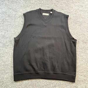 Tommy Armour Sweater Vest Mens XL Black Cotton Knit Preppy V-Neck Business